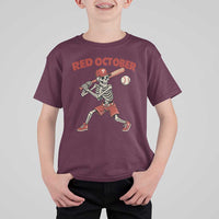 Red October Skeleton Baseball T Shirt For Kid Philadelphia Halloween Costume Funny - Wonder Print Shop