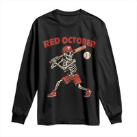 Red October Skeleton Baseball Long Sleeve Shirt Philadelphia Halloween Costume Funny - Wonder Print Shop