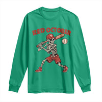 Red October Skeleton Baseball Long Sleeve Shirt Philadelphia Halloween Costume Funny - Wonder Print Shop