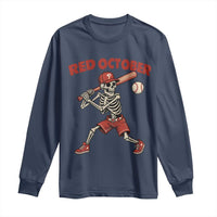 Red October Skeleton Baseball Long Sleeve Shirt Philadelphia Halloween Costume Funny - Wonder Print Shop
