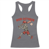 Red October Skeleton Baseball Racerback Tank Top Philadelphia Halloween Costume Funny - Wonder Print Shop