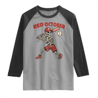 Red October Skeleton Baseball Raglan Shirt Philadelphia Halloween Costume Funny - Wonder Print Shop