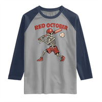 Red October Skeleton Baseball Raglan Shirt Philadelphia Halloween Costume Funny - Wonder Print Shop
