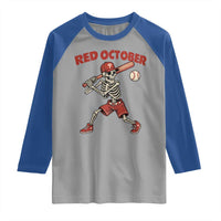 Red October Skeleton Baseball Raglan Shirt Philadelphia Halloween Costume Funny - Wonder Print Shop