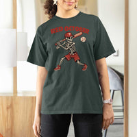 Red October Skeleton Baseball T Shirt For Women Philadelphia Halloween Costume Funny - Wonder Print Shop