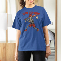 Red October Skeleton Baseball T Shirt For Women Philadelphia Halloween Costume Funny - Wonder Print Shop