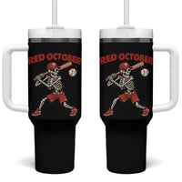 Red October Skeleton Baseball Tumbler With Handle Philadelphia Halloween Costume Funny - Wonder Print Shop