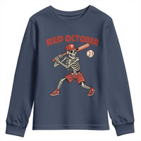 Red October Skeleton Baseball Youth Sweatshirt Philadelphia Halloween Costume Funny - Wonder Print Shop