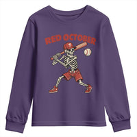 Red October Skeleton Baseball Youth Sweatshirt Philadelphia Halloween Costume Funny - Wonder Print Shop