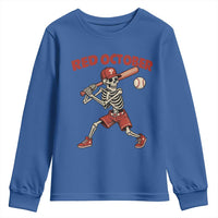 Red October Skeleton Baseball Youth Sweatshirt Philadelphia Halloween Costume Funny - Wonder Print Shop