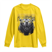 Vintage Pittsburgh Long Sleeve Shirt Retro Sports Fan Wild Bear Mascot Streetwear Bootleg - Wonder Print Shop