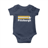 Retro Pittsburgh Baby Onesie Vintage Pennsylvania Stripes 70s 80s 90s - Wonder Print Shop