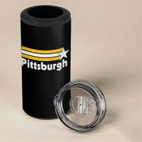 Retro Pittsburgh 4 in 1 Can Cooler Tumbler Vintage Pennsylvania Stripes 70s 80s 90s - Wonder Print Shop