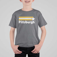 Retro Pittsburgh T Shirt For Kid Vintage Pennsylvania Stripes 70s 80s 90s - Wonder Print Shop