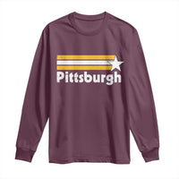 Retro Pittsburgh Long Sleeve Shirt Vintage Pennsylvania Stripes 70s 80s 90s - Wonder Print Shop