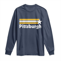 Retro Pittsburgh Long Sleeve Shirt Vintage Pennsylvania Stripes 70s 80s 90s - Wonder Print Shop