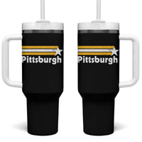 Retro Pittsburgh Tumbler With Handle Vintage Pennsylvania Stripes 70s 80s 90s - Wonder Print Shop