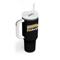 Retro Pittsburgh Tumbler With Handle Vintage Pennsylvania Stripes 70s 80s 90s - Wonder Print Shop