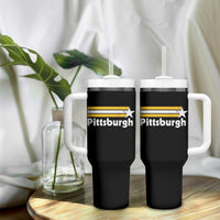 Retro Pittsburgh Tumbler With Handle Vintage Pennsylvania Stripes 70s 80s 90s - Wonder Print Shop