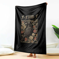 Funny F Caw F Crow Throw Blanket Vintage Bird Saying Adult Humor Gothic Tarot Card - Wonder Print Shop