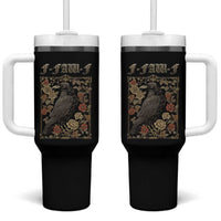 Funny F Caw F Crow Tumbler With Handle Vintage Bird Saying Adult Humor Gothic Tarot Card - Wonder Print Shop
