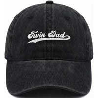 Twin Dad Washed Cotton Baseball Cap Vintage Retro Style Fathers Day Presents