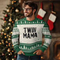 Twin Mama Ugly Christmas Sweater Pregnancy Announcement New Mom Mothers Day Gift