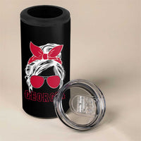 Georgia Lovers 4 in 1 Can Cooler Tumbler Bulldogs Game Day Messy Bun - Wonder Print Shop