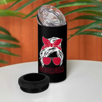 Georgia Lovers 4 in 1 Can Cooler Tumbler Bulldogs Game Day Messy Bun - Wonder Print Shop