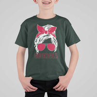 Georgia Lovers T Shirt For Kid Bulldogs Game Day Messy Bun - Wonder Print Shop