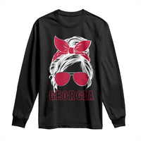 Georgia Lovers Long Sleeve Shirt Bulldogs Game Day Messy Bun - Wonder Print Shop