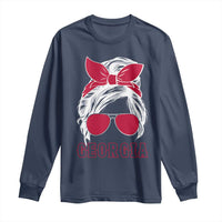 Georgia Lovers Long Sleeve Shirt Bulldogs Game Day Messy Bun - Wonder Print Shop