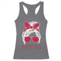 Georgia Lovers Racerback Tank Top Bulldogs Game Day Messy Bun - Wonder Print Shop