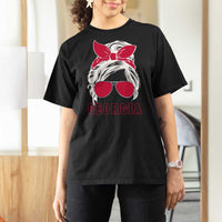 Georgia Lovers T Shirt For Women Bulldogs Game Day Messy Bun - Wonder Print Shop
