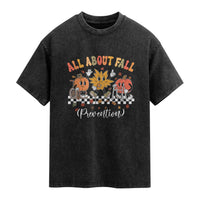 Fall Prevention Washed Cotton T-Shirt Autumn Thanksgiving Nurse PT OT