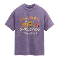 Fall Prevention Washed Cotton T-Shirt Autumn Thanksgiving Nurse PT OT