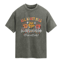 Fall Prevention Washed Cotton T-Shirt Autumn Thanksgiving Nurse PT OT