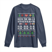 Funny Nurse Ugly Xmas Long Sleeve Shirt Deck The Hall With Beta Blockers - Wonder Print Shop