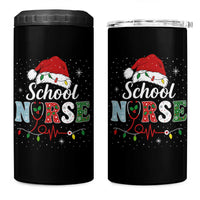 Christmas School Nurse 4 in 1 Can Cooler Tumbler Xmas Lights Red Santa Hat Crew Nurse - Wonder Print Shop