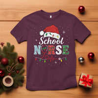 Christmas School Nurse T Shirt Xmas Lights Red Santa Hat Crew Nurse - Wonder Print Shop