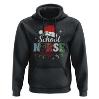 Christmas School Nurse Hoodie Xmas Lights Red Santa Hat Crew Nurse - Wonder Print Shop