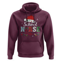 Christmas School Nurse Hoodie Xmas Lights Red Santa Hat Crew Nurse - Wonder Print Shop