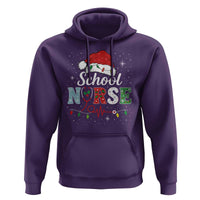 Christmas School Nurse Hoodie Xmas Lights Red Santa Hat Crew Nurse - Wonder Print Shop