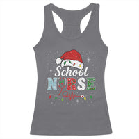 Christmas School Nurse Racerback Tank Top Xmas Lights Red Santa Hat Crew Nurse - Wonder Print Shop