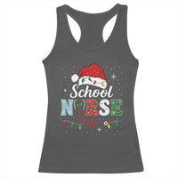 Christmas School Nurse Racerback Tank Top Xmas Lights Red Santa Hat Crew Nurse - Wonder Print Shop
