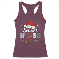Christmas School Nurse Racerback Tank Top Xmas Lights Red Santa Hat Crew Nurse - Wonder Print Shop