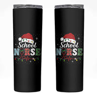 Christmas School Nurse Skinny Tumbler Xmas Lights Red Santa Hat Crew Nurse - Wonder Print Shop