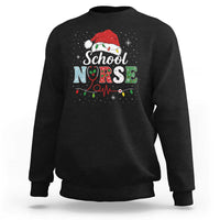 Christmas School Nurse Sweatshirt Xmas Lights Red Santa Hat Crew Nurse - Wonder Print Shop