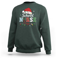 Christmas School Nurse Sweatshirt Xmas Lights Red Santa Hat Crew Nurse - Wonder Print Shop