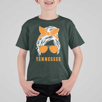 Tennessee Fan T Shirt For Kid Volunteers College Football Lover Game Day Messy Bun - Wonder Print Shop